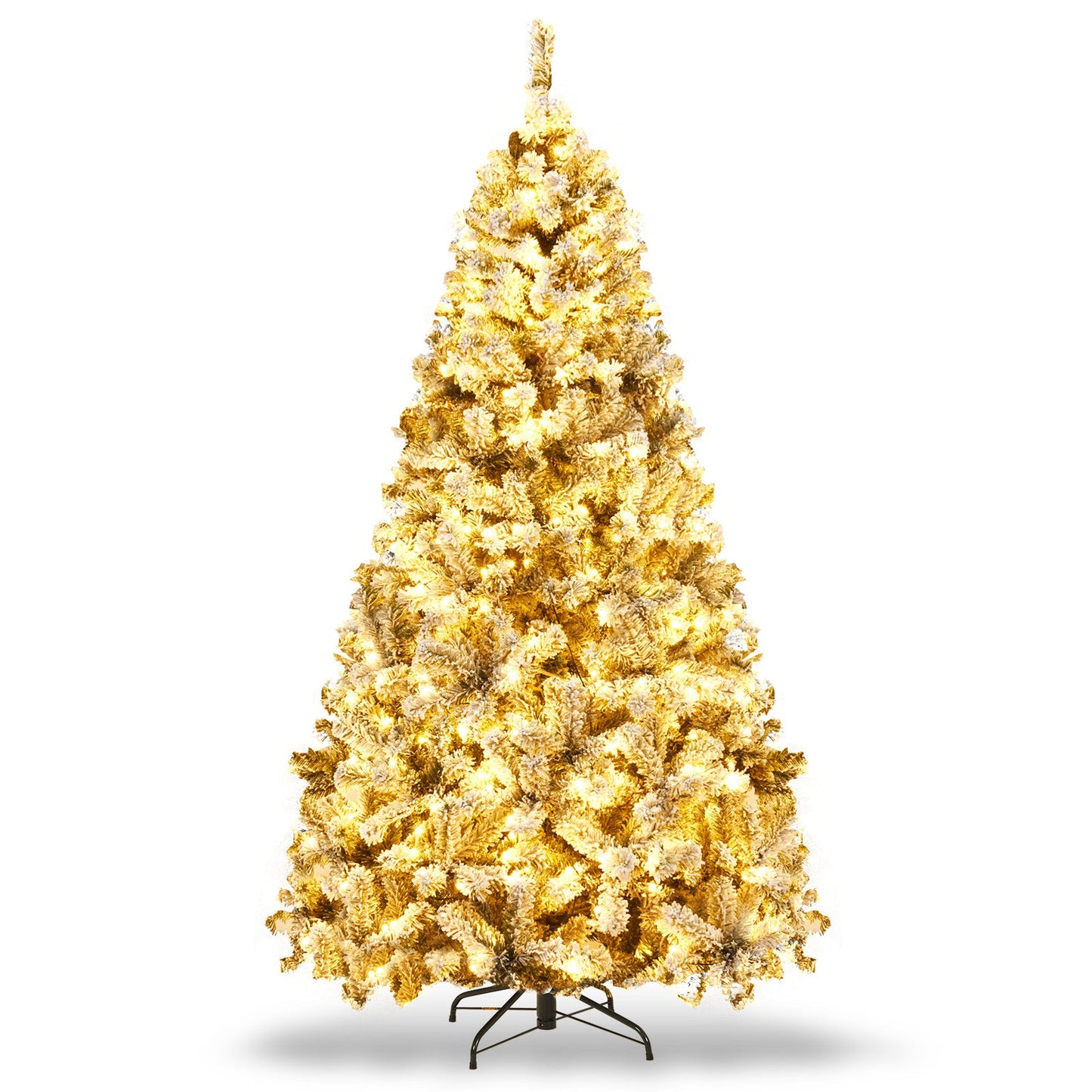 Árbol de Navidad artificial de bisagras con nieve, preiluminado, de primera calidad - 1,83 m
