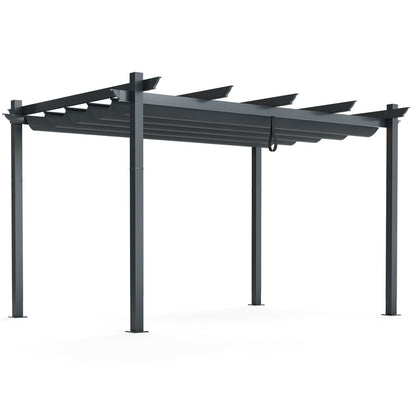 10 x 13 Feet Outdoor Aluminum Retractable Pergola Canopy Shelter-Beige