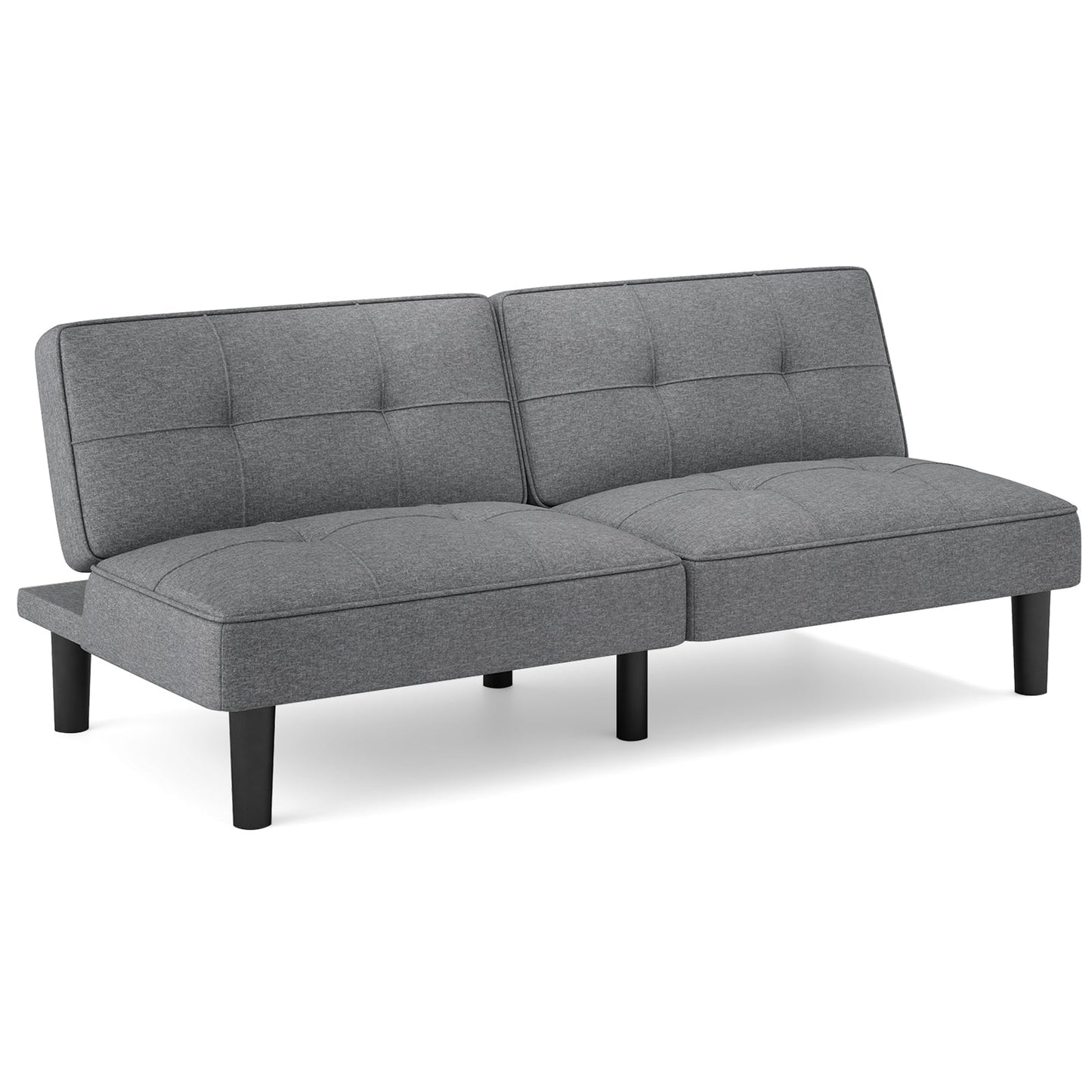 Sofá Cama Futón Plegable Convertible con Respaldo Ajustable de 6 Posiciones-Gris