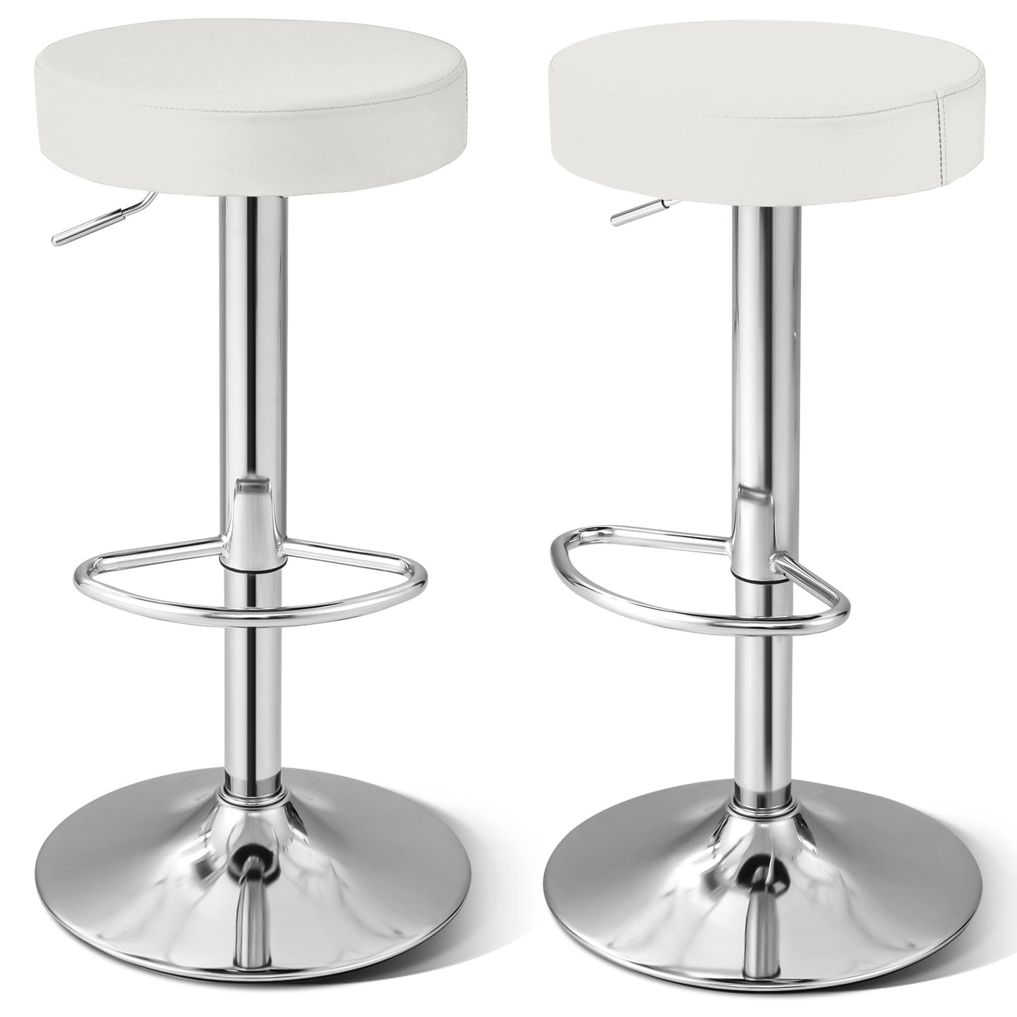 Juego de 2 taburetes de bar redondos giratorios ajustables - Sillas de pub - Negro