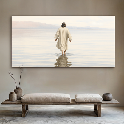 Reflections Faith Wall Art XII canvas cream robe figure in calm water Tailored Canvases on Tampa Home & Garden Store