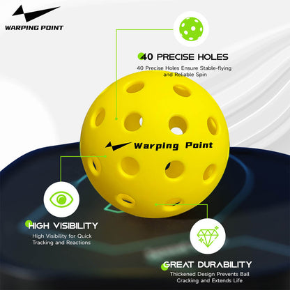 Warping Point Outdoor Practice Pickleballs yellow ball with 40 holes, high visibility, durable on Tampa Home & Garden Store