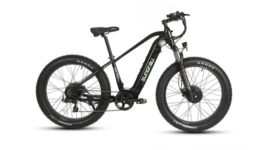 FAT-AWD 2.0 electric bike EUNORAU E-BIKE US, black fat-tire bike with front suspension on Tampa Home & Garden Store