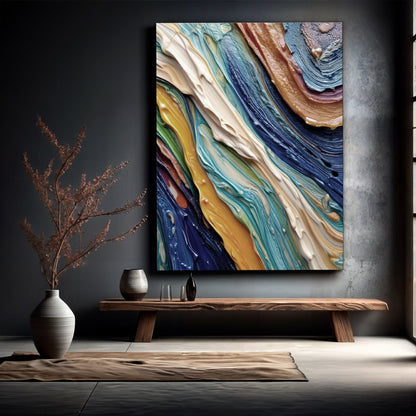 Ocean Waves Wall Art canvas by Tailored Canvases in vivid multicolor swirls on Tampa Home & Garden Store