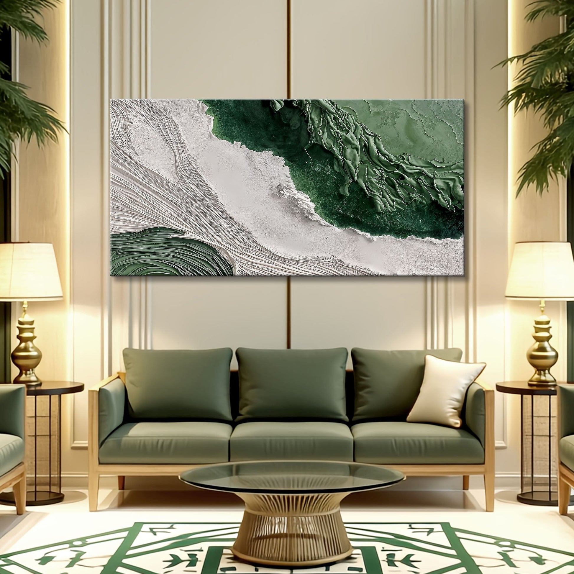 Green Rivers Abstract Wall Art II canvas by Tailored Canvases in emerald green & white texture on Tampa Home & Garden Store