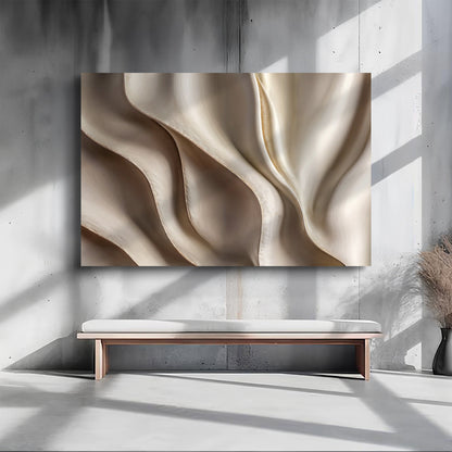 Beyond the Surface - 3D Abstract Waves Canvas wall art by Tailored Canvases, beige folds on Tampa Home & Garden Store
