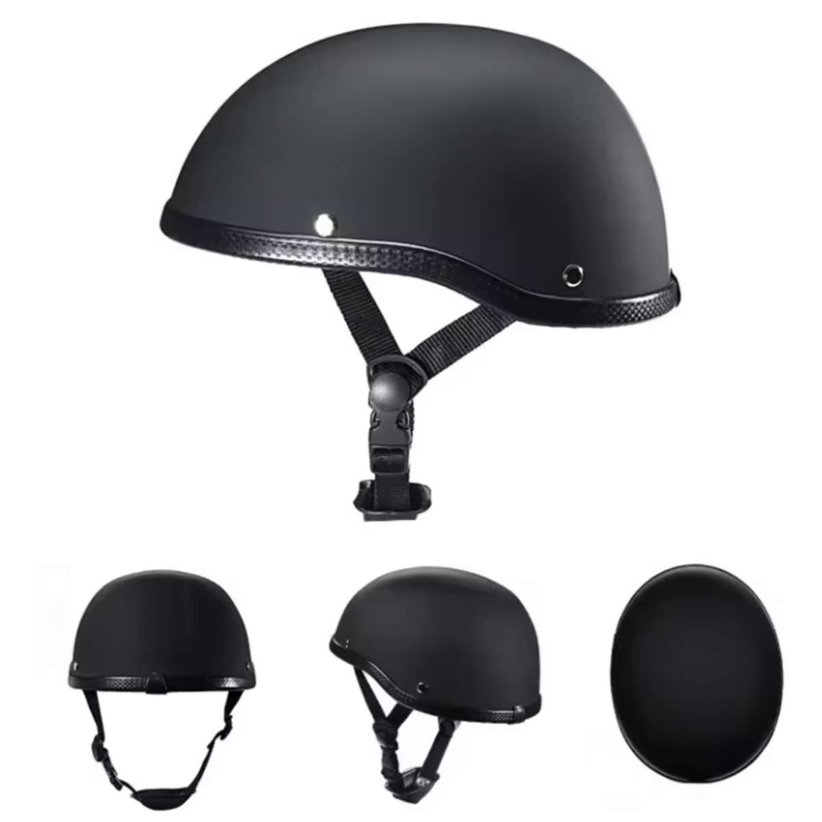 Half Helmet by BikerZoneZ in matte black with adjustable chin strap in Tampa on Tampa Home & Garden Store