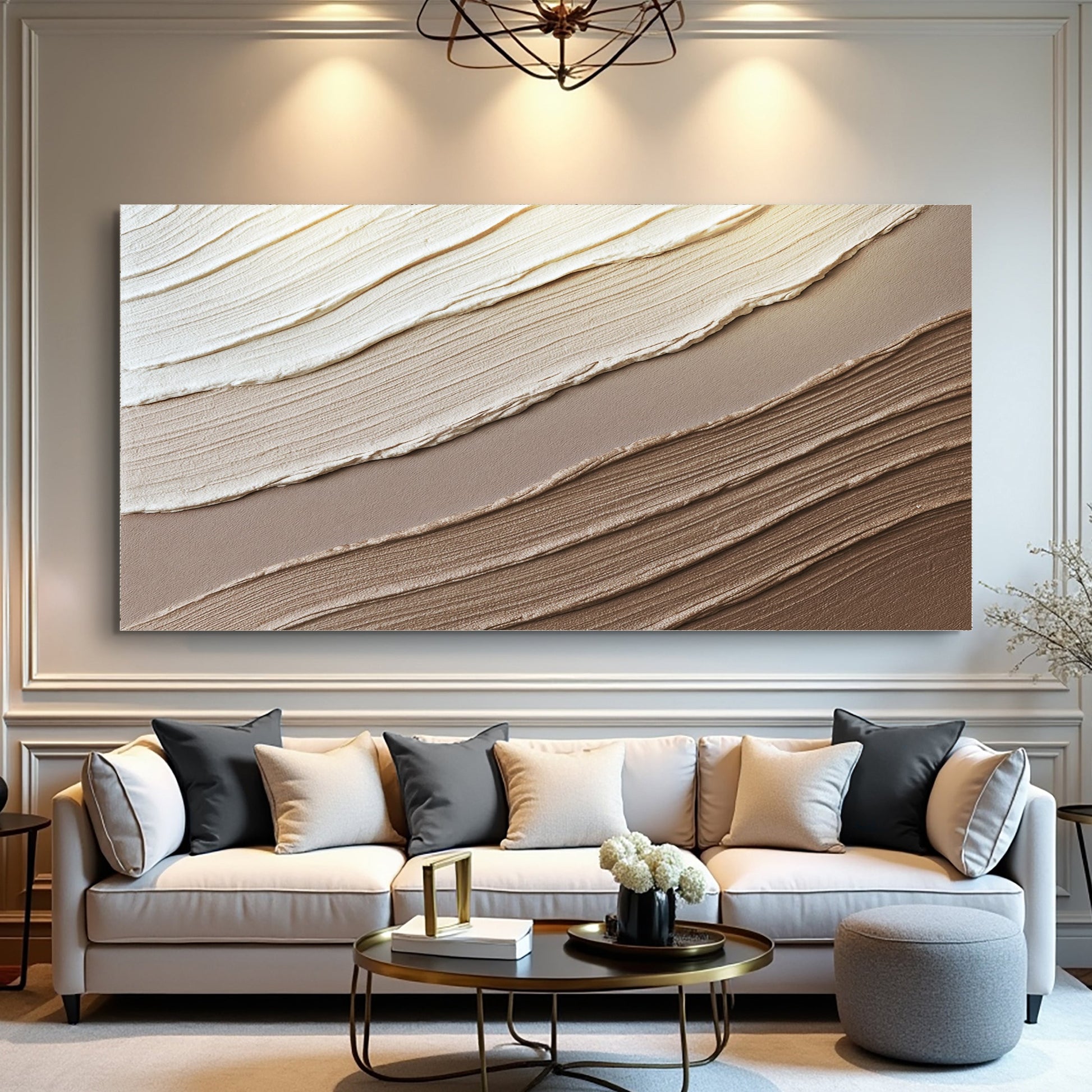 Minimalist Wall Art II canvas by Tailored Canvases in warm beige wood-grain tones on Tampa Home & Garden Store