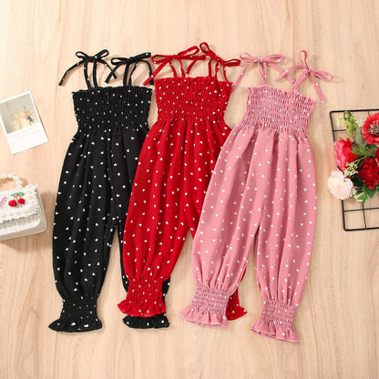 Stevvex baby cotton sleeveless overalls with hearts in black, red, pink 3-pack on Tampa Home & Garden Store