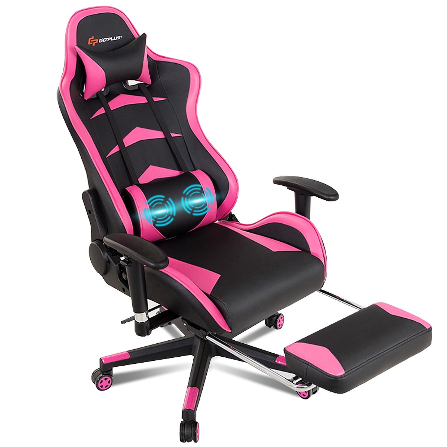 Sillón de masaje para videojuegos con reposapiés - rosa
