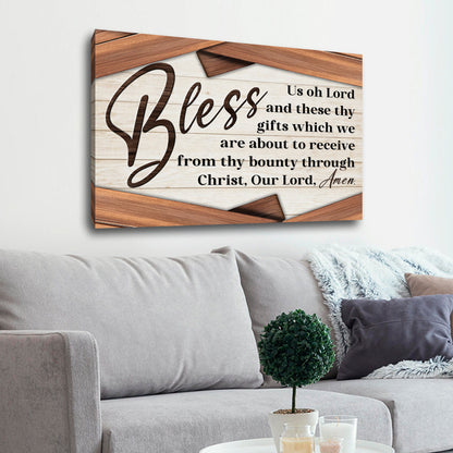 Bless Us Oh Lord Faith Sign canvas with wood plank frame Tailored Canvases Crafting Canvas on Tampa Home & Garden Store