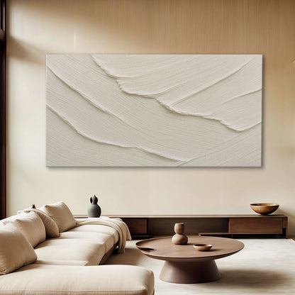 Abstract Minimalist Wave Wall Art II canvas by Tailored Canvases in cream textured waves on Tampa Home & Garden Store