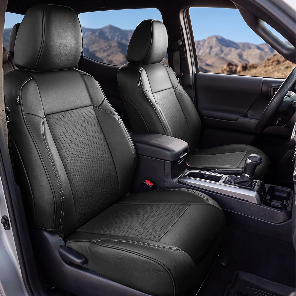Umbrauto seat covers for Toyota Tacoma front seats, black Nappa leather, airbag compatible on Tampa Home & Garden Store