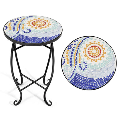 Outdoor Indoor Steel Plant Stand Glass Top Cobalt
