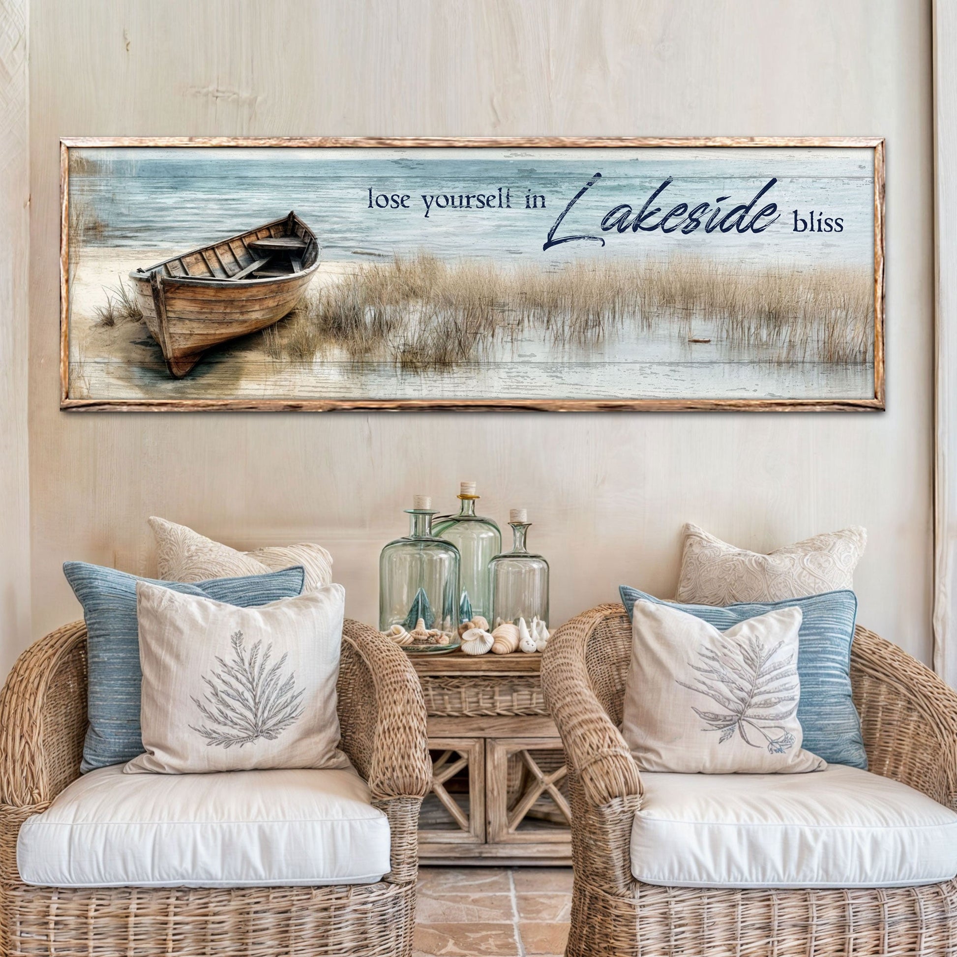 Canvas wall art Lose Yourself in Lakeside Bliss Lake House Coastal Sign II by Tailored Canvases on Tampa Home & Garden Store
