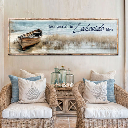 Canvas wall art Lose Yourself in Lakeside Bliss Lake House Coastal Sign II by Tailored Canvases on Tampa Home & Garden Store
