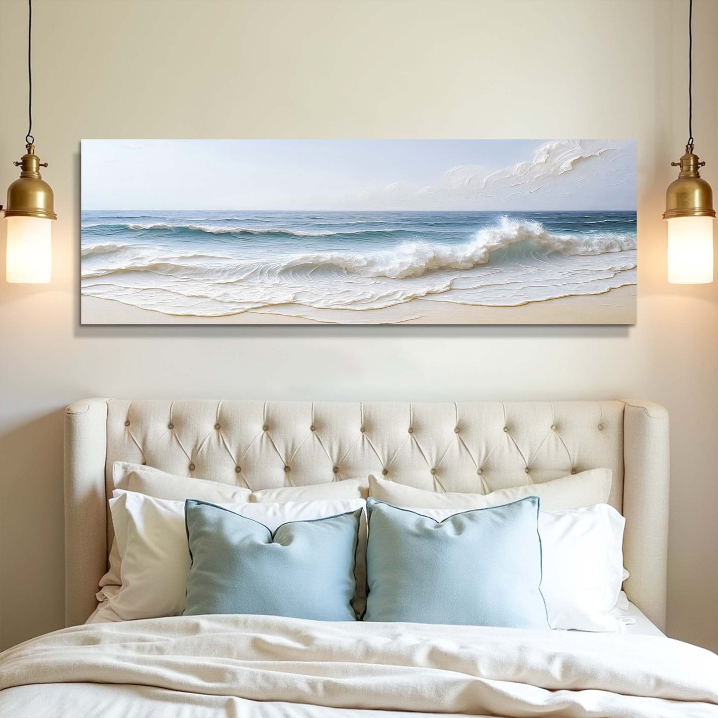 Ocean Wave Seascape canvas wall art Crafting Canvas by Tailored Canvases in blue sea tones on Tampa Home & Garden Store