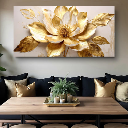 Golden Dandelion Minimalist Abstract Wall Art VIII canvas by Tailored Canvases; gold petals on Tampa Home & Garden Store