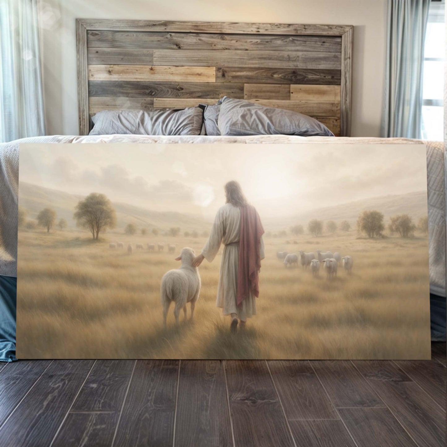 Canvas 99 Faith Wall Art II by Tailored Canvases, rustic pastoral shepherd and sheep scene on Tampa Home & Garden Store