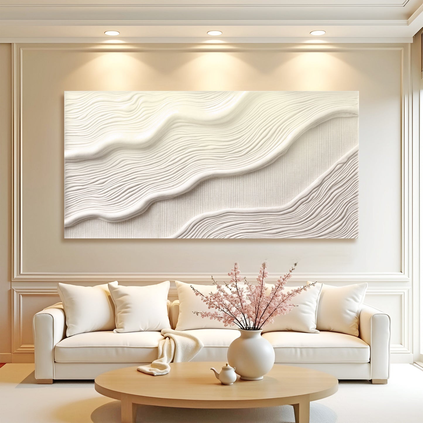 Ivory Abstract Wall Art II canvas with flowing cream waves Tailored Canvases crafting canvas on Tampa Home & Garden Store