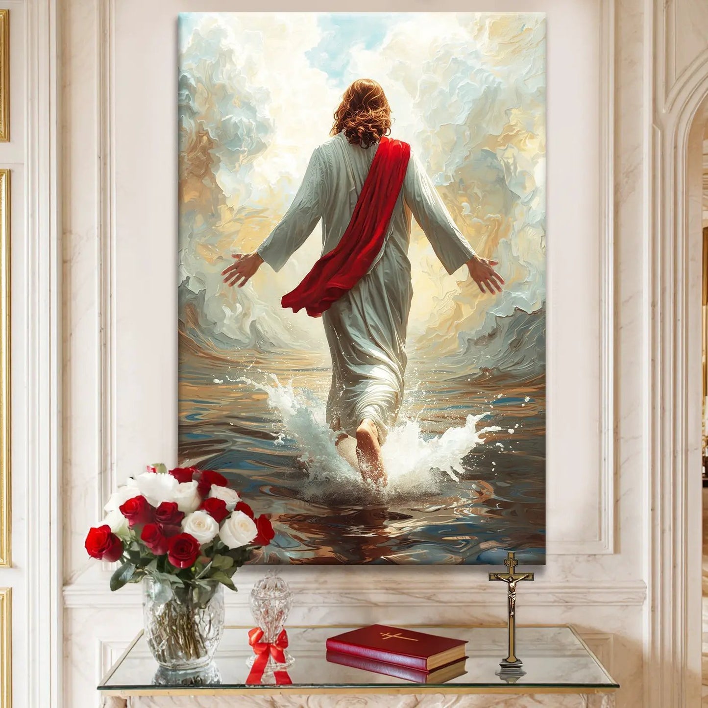 Jesus Christ Walking On Water Faith Wall Art IX canvas Tailored Canvases; white robe on Tampa Home & Garden Store