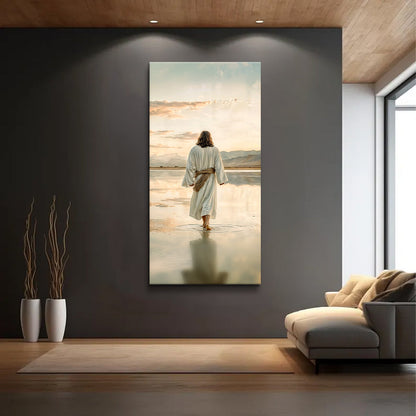 Reflections Faith Wall Art XIV canvas by Tailored Canvases figure walking on water at sunset on Tampa Home & Garden Store