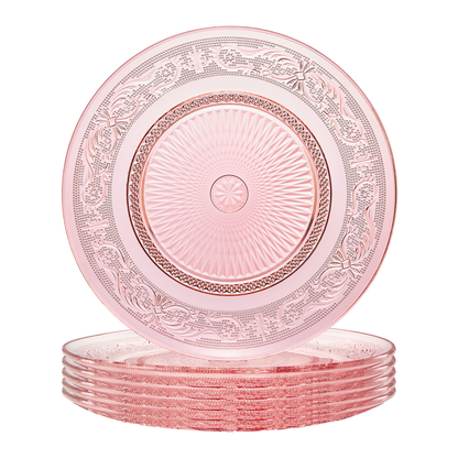 Blush Vintage Glass Plates and a Set of Six