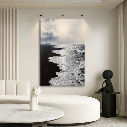 Black & White Waves Abstract Wall Art canvas by Tailored Canvases in monochrome seascape on Tampa Home & Garden Store