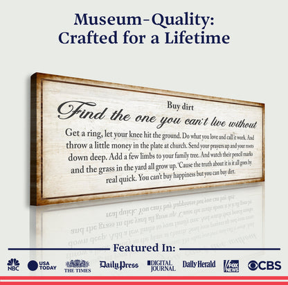 Tailored Canvases Find The One You Can't Live Without Family Sign II canvas, parchment frame on Tampa Home & Garden Store