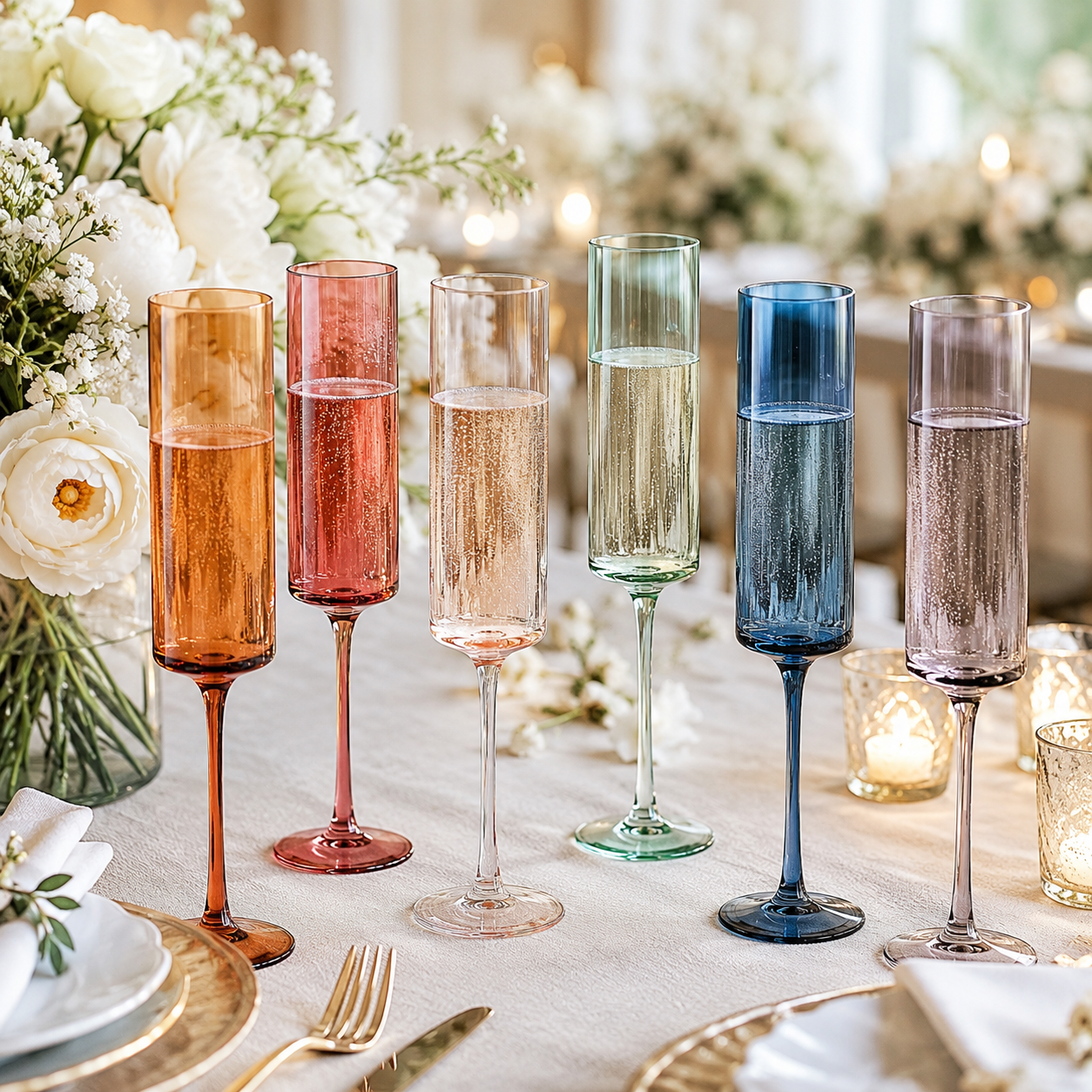 Tonal Champagne Flute Set And Six Glasses