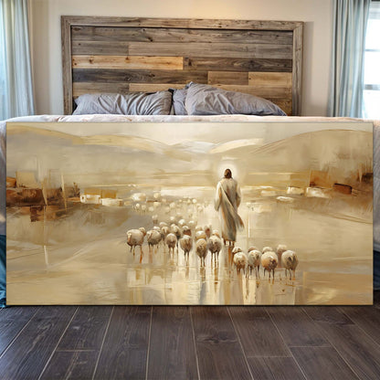 Canvas 99 Faith Wall Art IX by Tailored Canvases, beige-toned shepherd and flock scene on Tampa Home & Garden Store