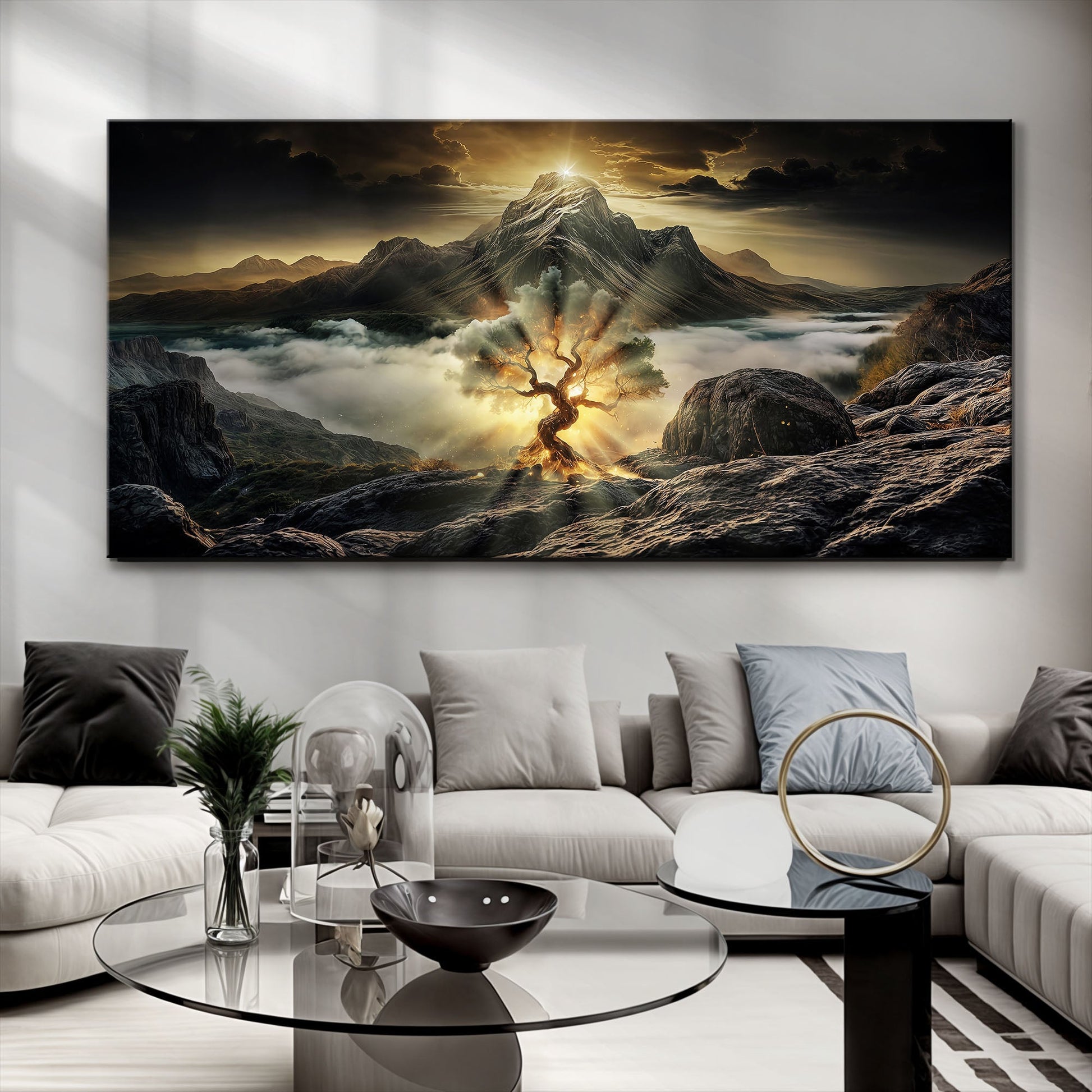Burning Bush - Faith Wall Art II canvas Tailored Canvases; mountain landscape with glowing tree on Tampa Home & Garden Store