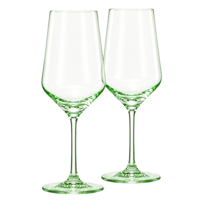 Monet Green Stemmed Wine Glassware Set of Two