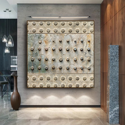 Brown minimalist abstract canvas wall art with textured circular pattern on Tampa Home & Garden Store