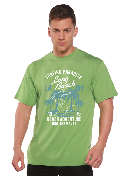 Beach Adventure men's bamboo viscose/organic cotton short sleeve graphic tee green by Spun Bamboo on Tampa Home & Garden Store