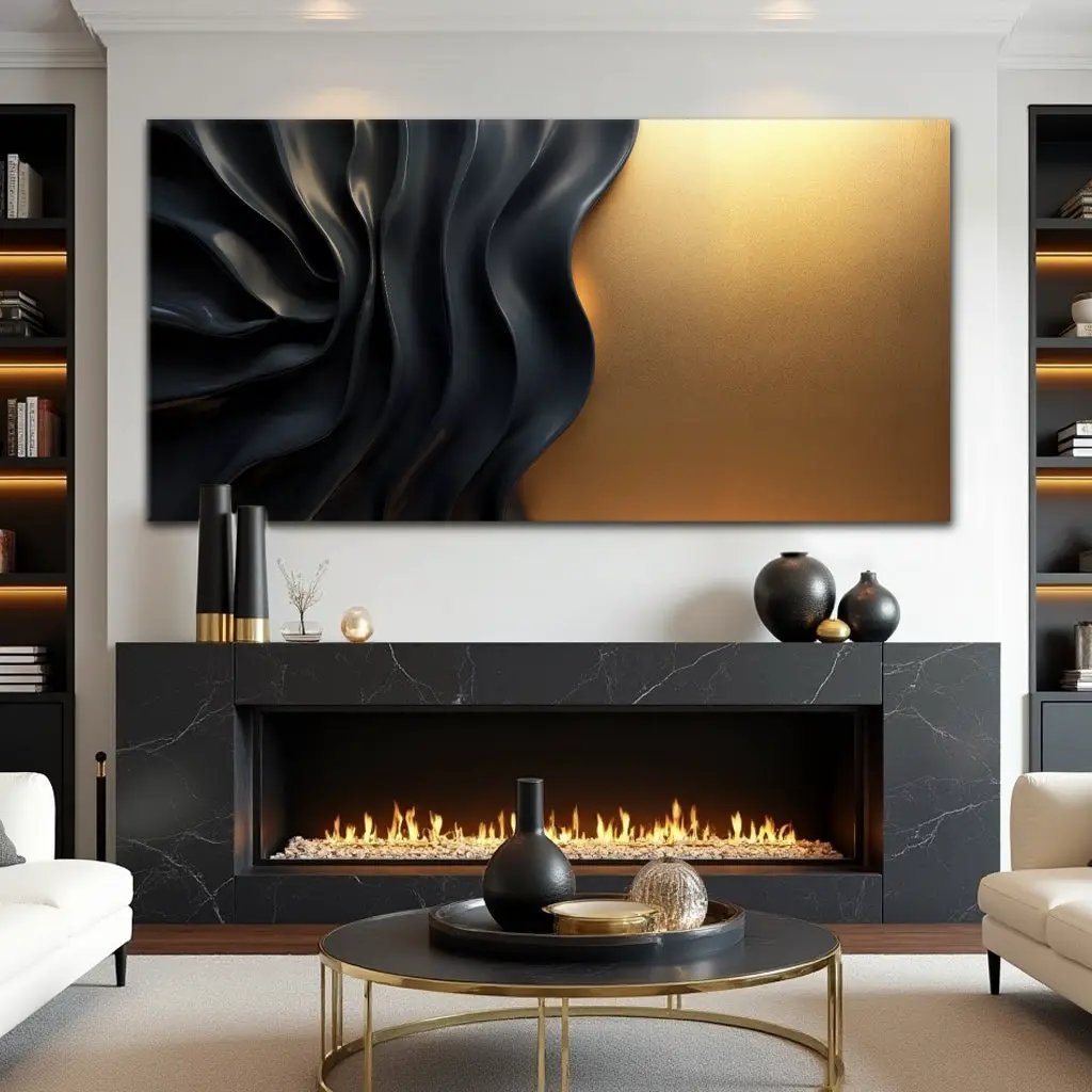 Black and Gold Minimalist Abstract XIII Wall Sign
