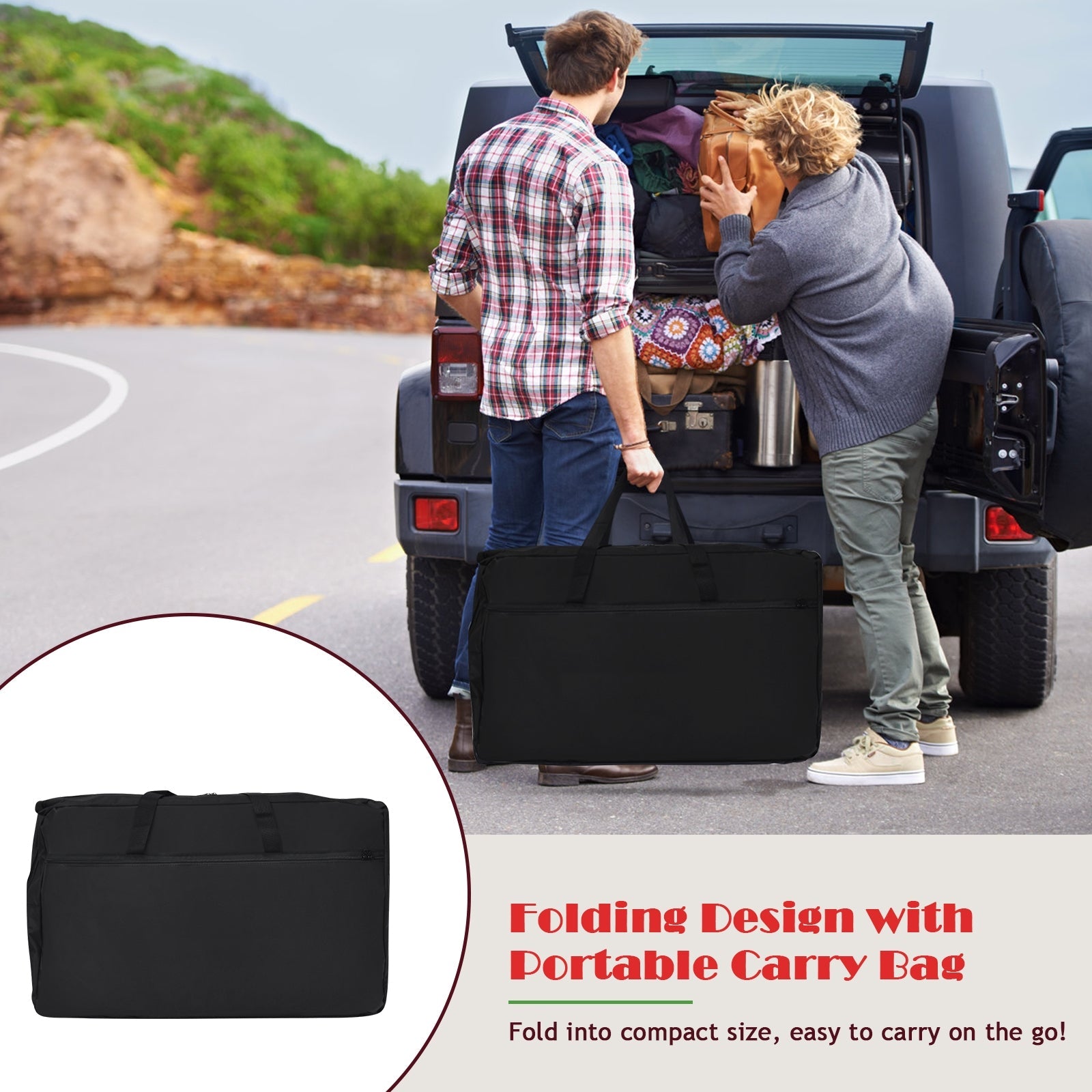 Folding camping table with storage organizer by GemGear in black carry bag camp furniture on Tampa Home & Garden Store