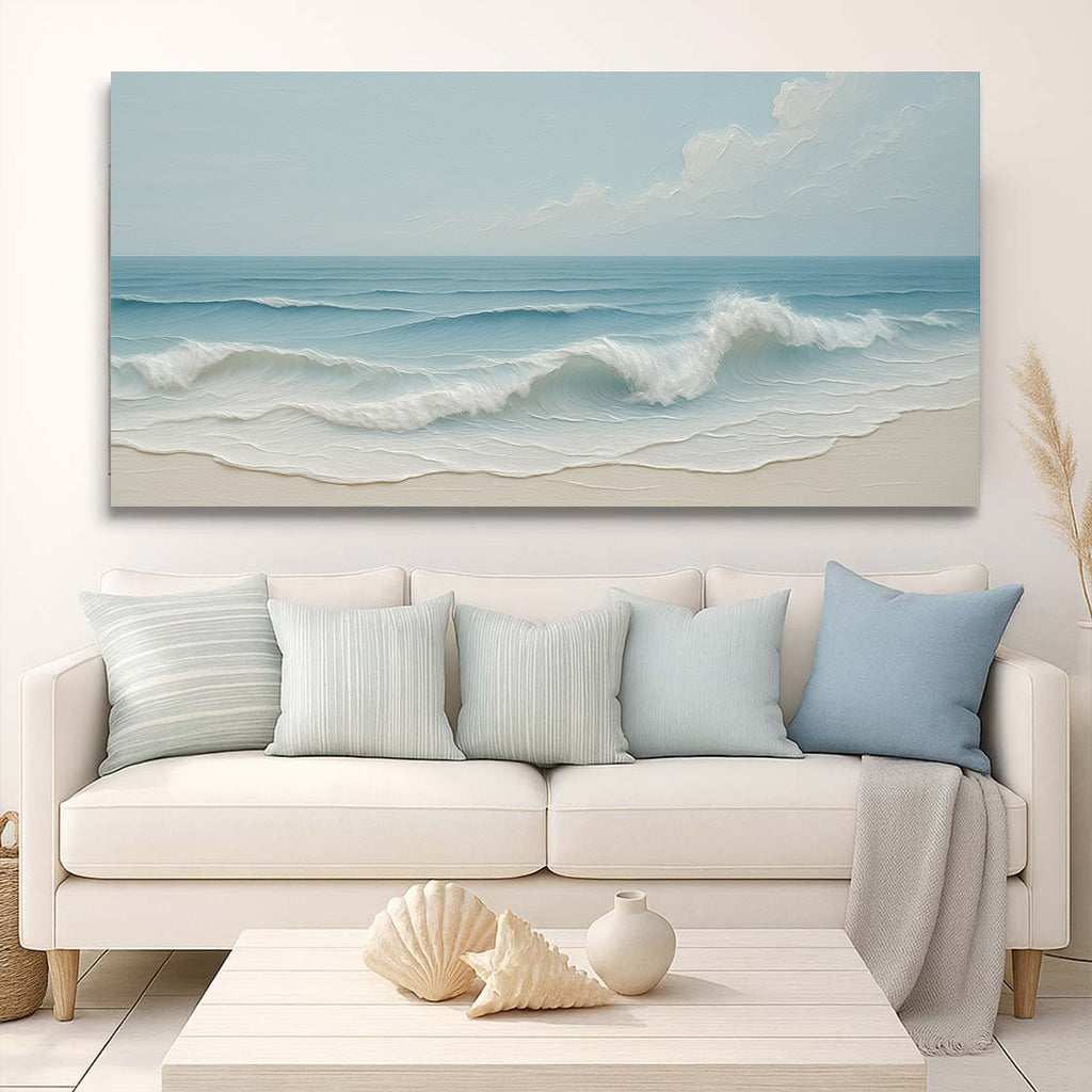 Serene Ocean Wave Coastal Wall Art VIII canvas in blue ocean tones by Tailored Canvases on Tampa Home & Garden Store