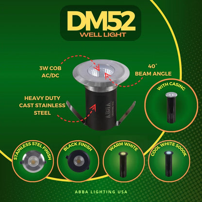 DM52 3W COB LED basse tension dans le sol paysage bien lumières luminaire étanche