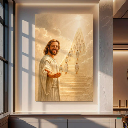Stairway To Heaven Faith Wall Art Canvas Tailored Canvases, sepia-toned staircase scene on Tampa Home & Garden Store