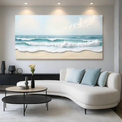 Serene Ocean Wave Coastal Wall Art Canvas XIV