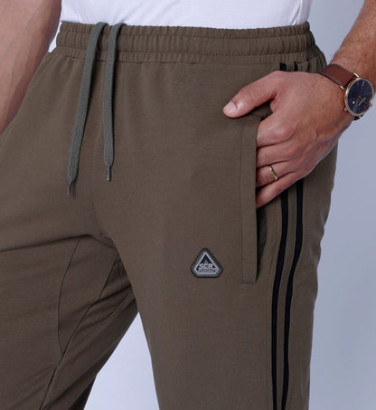 Ultimate Flex Sweatpants - Straight, brown men's joggers with drawstring waist and SCR logo on Tampa Home & Garden Store