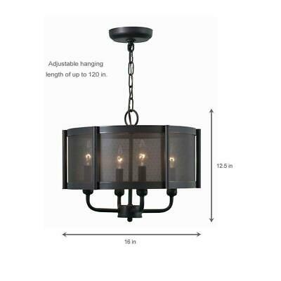 Xena 4 Light Drum Chandelier and Bronze Metal