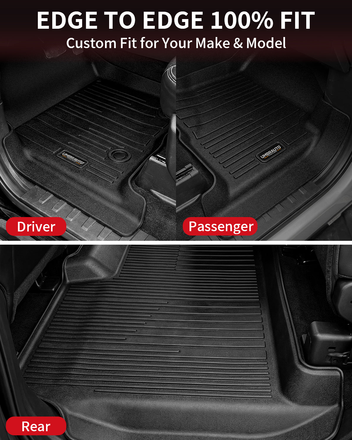 Umbrauto floor mats for Ford F-150 SuperCrew 2010–2014 front & rear mats, black all-weather TPE on Tampa Home & Garden Store