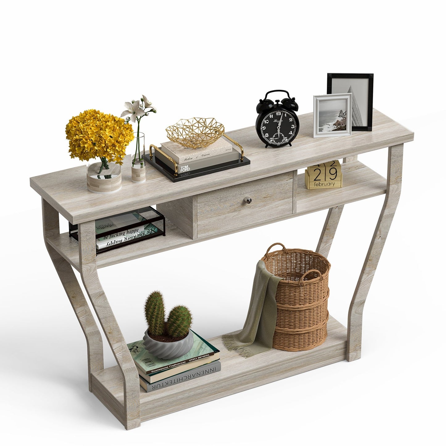 Mesa auxiliar de sofá moderna con cajón - Gris