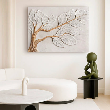 Calm In Ivory Clay Wall Art canvas with ivory leaves on branches by Tailored Canvases on Tampa Home & Garden Store