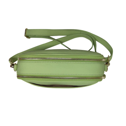 Genuine Leather Double Zipper Crossbody
