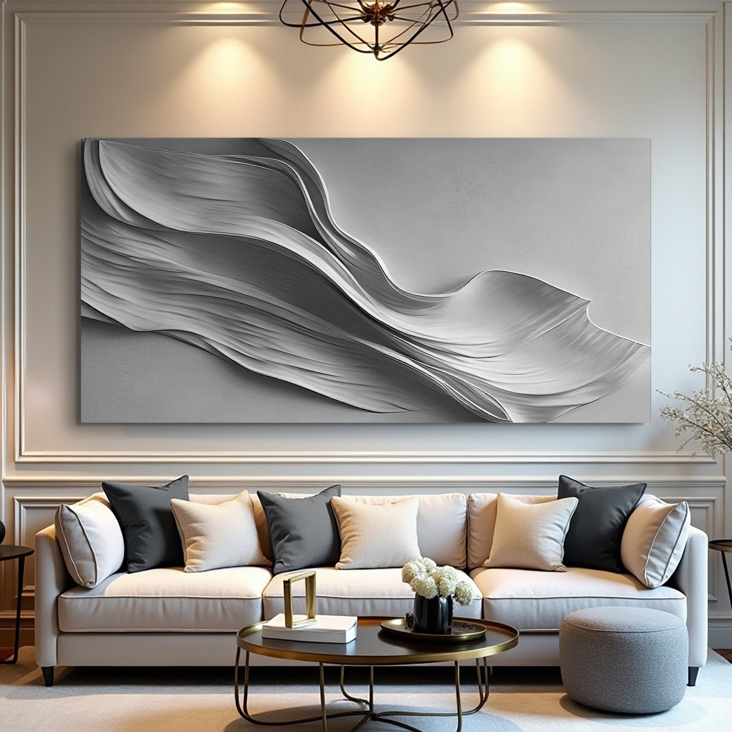 Stormy Gray Minimalist Wall Art canvas abstract gray waves Tailored Canvases on Tampa Home & Garden Store