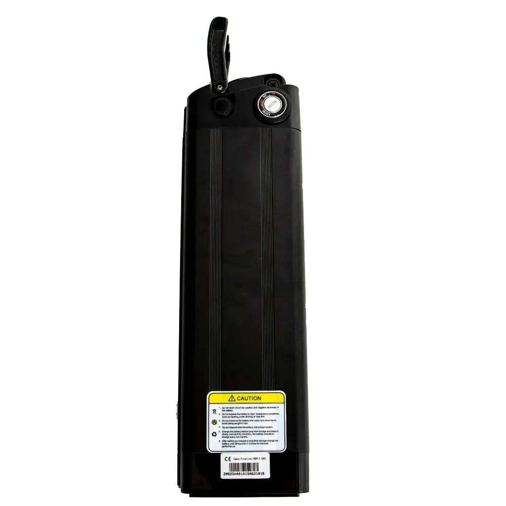 EUNORAU seat tube ebike battery, black rectangular pack with top strap loop on Tampa Home & Garden Store