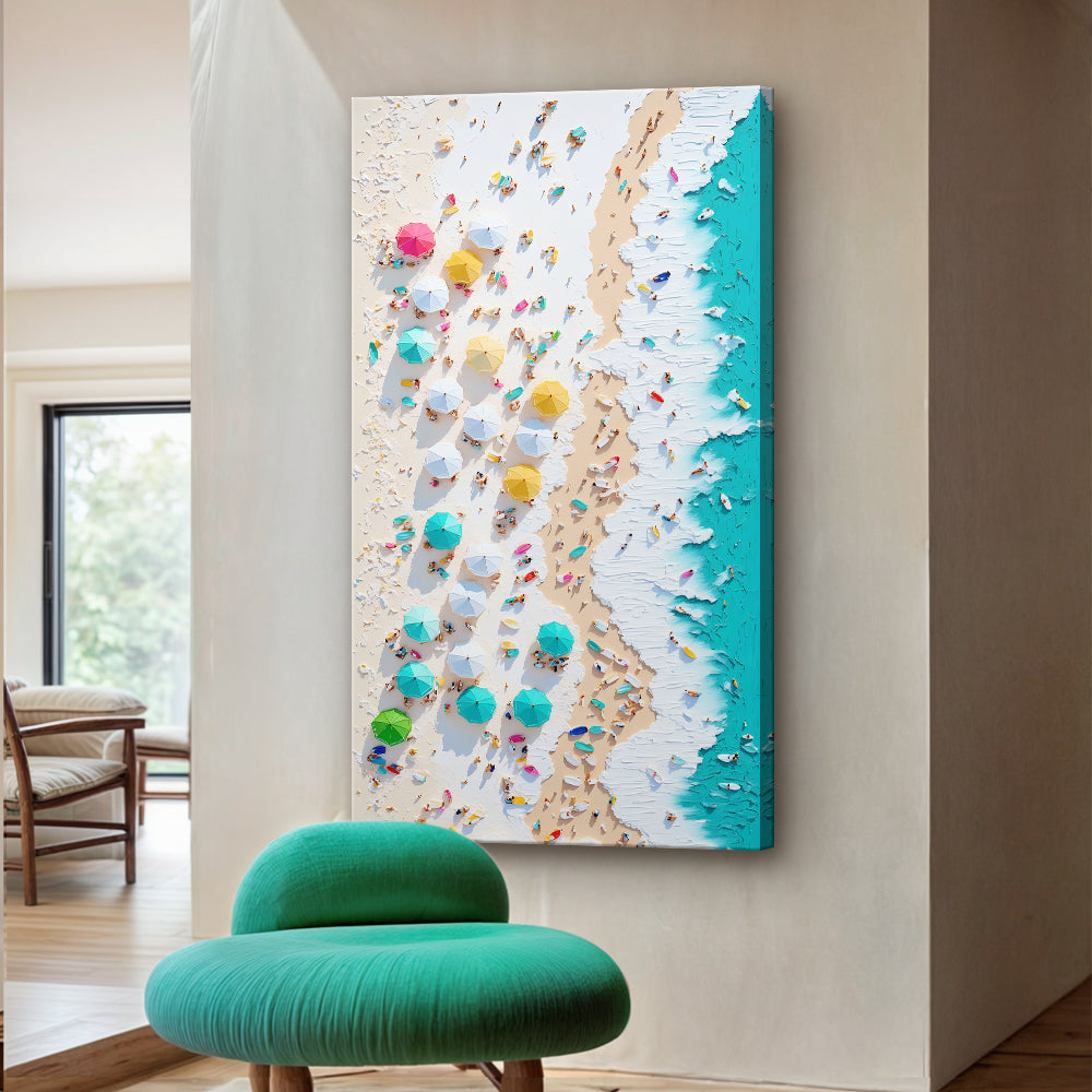 Canvas Beach Days Wall Art XXII by Tailored Canvases, many beach umbrellas and turquoise water on Tampa Home & Garden Store